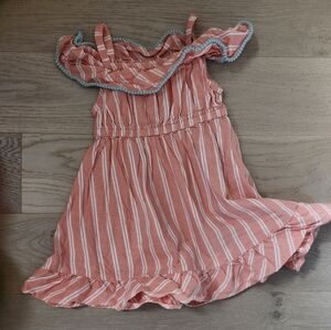 Summer Spring Coral Pink White Ruffle Dress Toddler Girl 2T